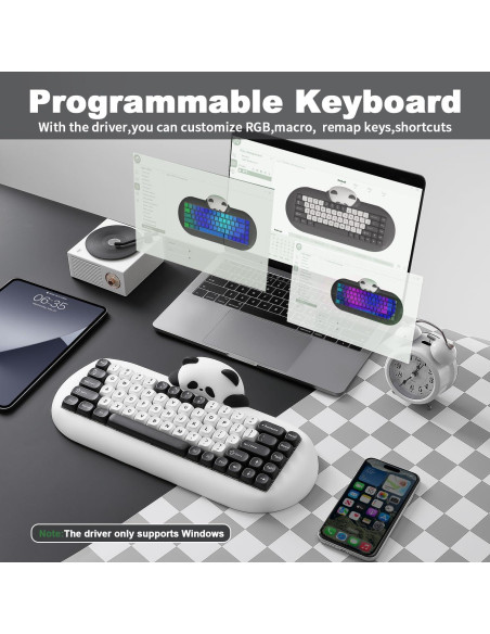 Teclado Mecánico Inalámbrico YUNZII C68 Panda 68 Teclas RGB Teclado Mecánico Inalámbrico YUNZII C68 Panda 68 Teclas RGB