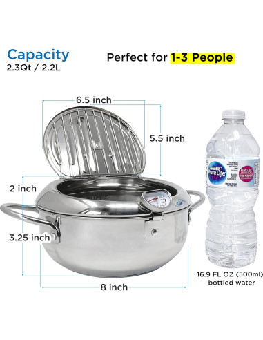 Olla de Freír Profunda KOMONG 2.2L Acero Inoxidable
