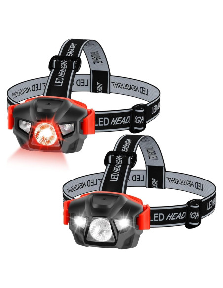 Linterna Frontal LED Roja KunHe 2-Pack para Camping y Senderismo Linterna Frontal LED Roja KunHe 2-Pack para Camping y Senderismo