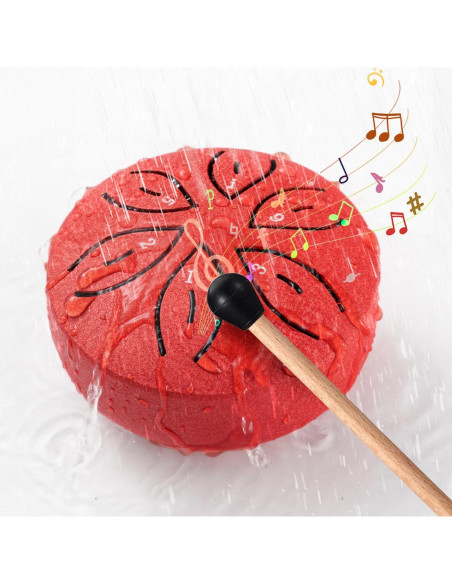 Mini Tambor de Lengua de Acero Facmogu 3" 6 Notas Rojo Mini Tambor de Lengua de Acero Facmogu 3" 6 Notas Rojo