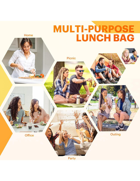 Bolsa de Almuerzo Aislada EASYFUN Gris 11L para Trabajo y Viaje Bolsa de Almuerzo Aislada EASYFUN Gris 11L para Trabajo y Viaje