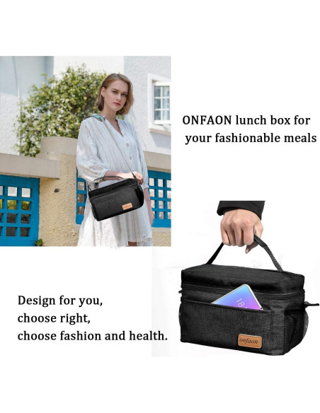 Bolsa Térmica Reutilizable ONFAON 7.5L Negra para Almuerzo Bolsa Térmica Reutilizable ONFAON 7.5L Negra para Almuerzo