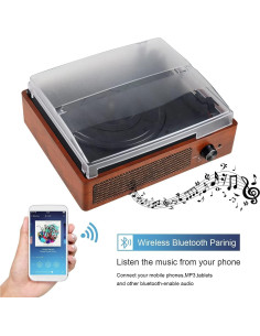 Tocadiscos Bluetooth Kedok M49 Naranja 3 Velocidades 2