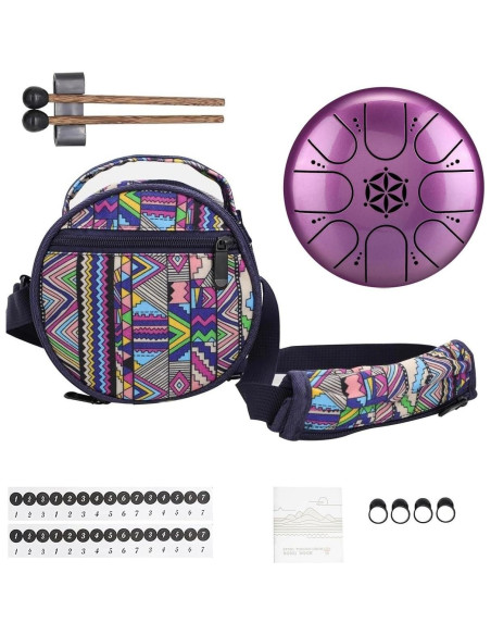 Tambor de Lluvia de Acero 12,7 cm Púrpura con Bolsa Tambor de Lluvia de Acero 12,7 cm Púrpura con Bolsa