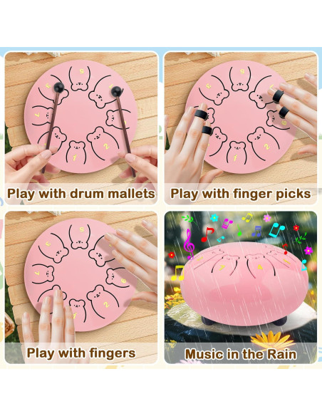Tambor de Lengua de Acero Rosa 15 cm 8 Notas para Niños Tambor de Lengua de Acero Rosa 15 cm 8 Notas para Niños