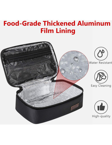 Bolsa de Almuerzo Aislada Gloppie Negra 3.5L Compacta