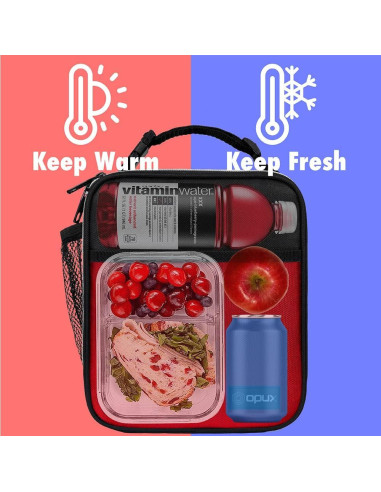 Caja de Almuerzo Aislada Opux Roja 8L para Niños y Adultos