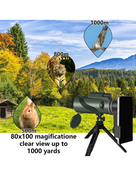 Monocular Telescopio 80x100 ASxmhGo Alta Potencia Verde Monocular Telescopio 80x100 ASxmhGo Alta Potencia Verde
