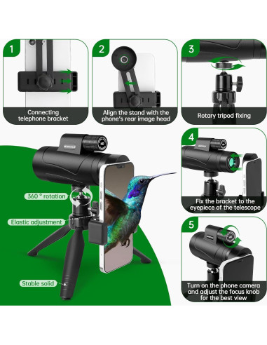 Telescopio Monocular 80x100 Asacam HD para Smartphone