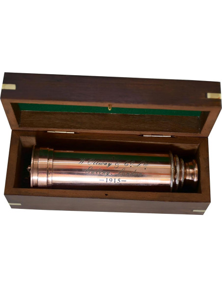 Telescopio Náutico Vintage Navirock 15X Cobre con Caja Madera Telescopio Náutico Vintage Navirock 15X Cobre con Caja Madera