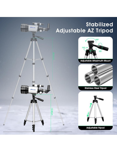 Telescopio FASHIONARI 70mm para Niños 8-12 Años Alta Potencia