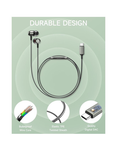 Auriculares USB C Marsno GB04 con micrófono y control de volumen