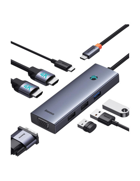 Estación de Acoplamiento Doble Monitor Baseus 7 en 1 USB-C 4K Estación de Acoplamiento Doble Monitor Baseus 7 en 1 USB-C 4K