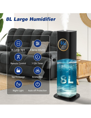 Humidificador Lacidoll 8L con Difusor de Aceites Esenciales