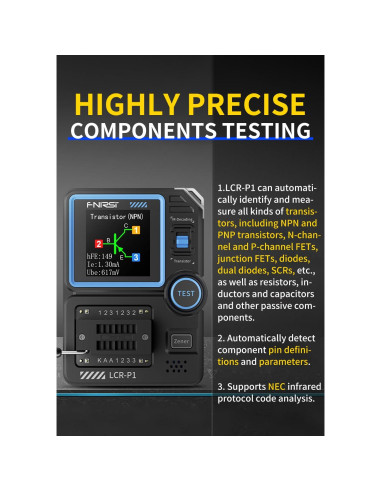 Medidor de Transistores FNIRSI LCR-P1 Multifuncional