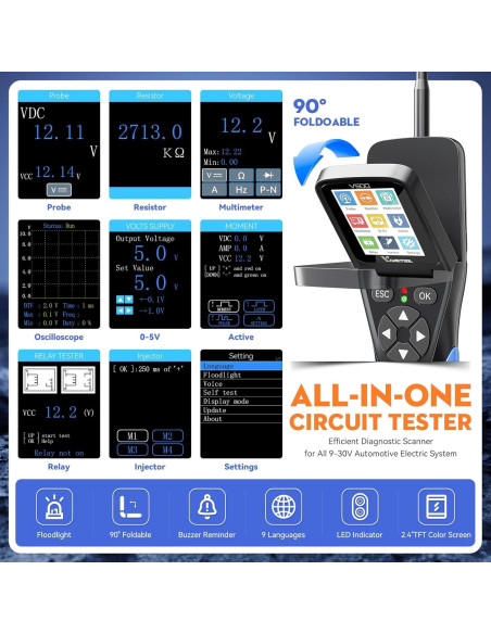 VDIAGTOOL V500 Kit Probador Circuito Eléctrico Automotriz 9-30V VDIAGTOOL V500 Kit Probador Circuito Eléctrico Automotriz 9-30V