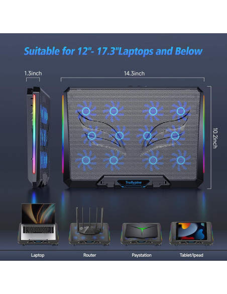 Base de Enfriamiento para Laptop Trullypine con 12 Ventiladores Base de Enfriamiento para Laptop Trullypine con 12 Ventiladores