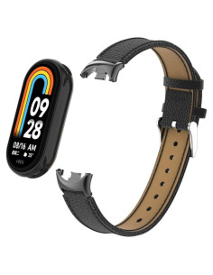 Correa de Cuero para Xiaomi Mi Band 8 - HOPMC Negra