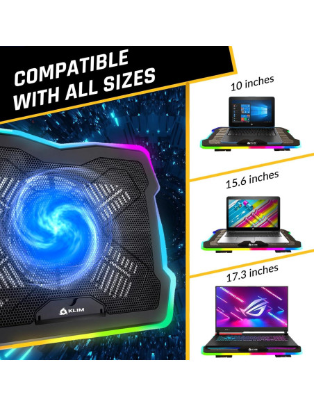 KLIM Ultimate - Almohadilla Enfriamiento Laptop RGB 43 cm KLIM Ultimate - Almohadilla Enfriamiento Laptop RGB 43 cm