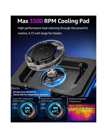 Base de Enfriamiento para Laptop MONTURA 13-19" RGB 3500RPM Base de Enfriamiento para Laptop MONTURA 13-19" RGB 3500RPM