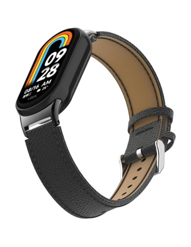 Correa de Cuero para Xiaomi Mi Band 8 - HOPMC Negra
