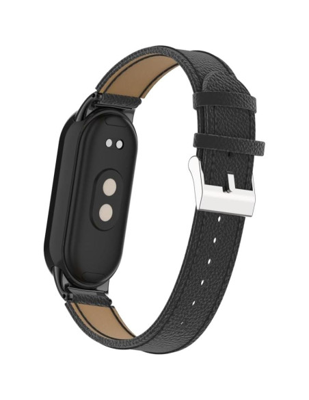 Correa de Cuero para Xiaomi Mi Band 8 - HOPMC Negra Correa de Cuero para Xiaomi Mi Band 8 - HOPMC Negra