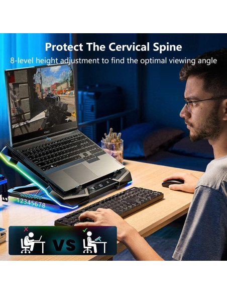 G-STORY Almohadilla Enfriamiento Laptop 12-18" RGB 10 Ventiladores G-STORY Almohadilla Enfriamiento Laptop 12-18" RGB 10 Ventiladores