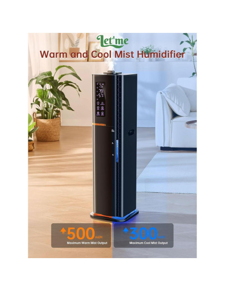 Humidificador let'me HQ-JS2325BK 10L vapor frío y caliente Humidificador let'me HQ-JS2325BK 10L vapor frío y caliente