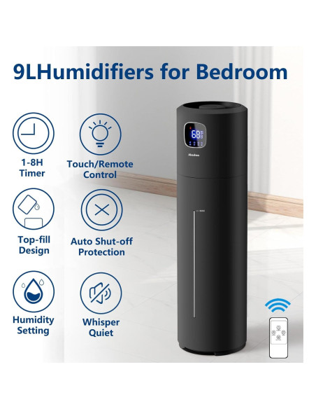 Humidificador Ultrasonico Akeshan 9L Negro para Habitaciones Humidificador Ultrasonico Akeshan 9L Negro para Habitaciones