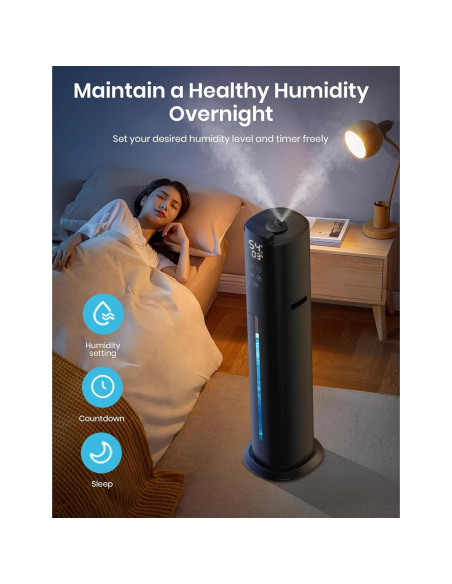Humidificador Inteligente OGACFO 9L Silencioso 30dB Negro Humidificador Inteligente OGACFO 9L Silencioso 30dB Negro