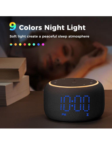 Reloj Despertador Digital Mojikoo con Ruido Blanco y Bluetooth