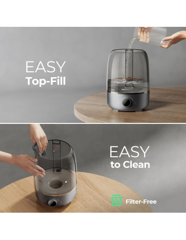 Humidificador Homvana 4L Gris - Difusor de Aroma y Luz Nocturna
