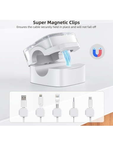 Clips Magnéticos para Cables TIKIWIK - Paquete de 6 Blancos