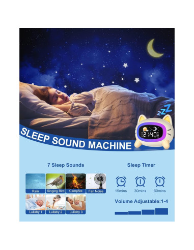 Reloj Despertador para Niños Fotgear Gato con Luz y Sonido