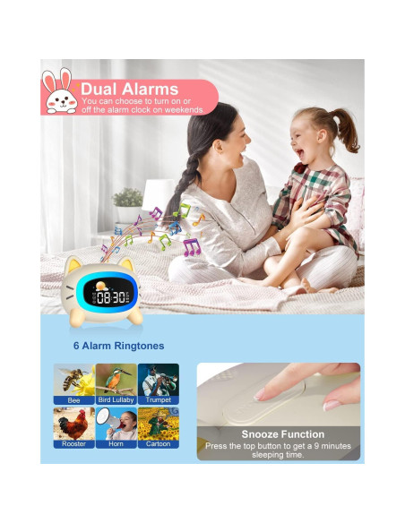 Reloj Despertador para Niños Fotgear Gato con Luz y Sonido Reloj Despertador para Niños Fotgear Gato con Luz y Sonido