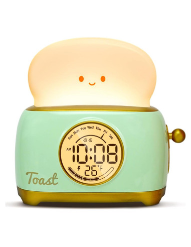 Luz Nocturna Tostadora WANIDEA con Reloj Despertador