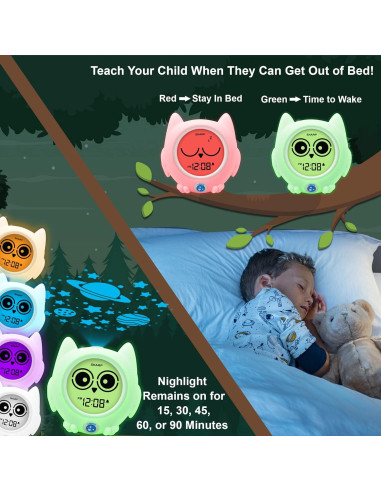 Reloj Despertador Infantil SHARP Búho Proyector Luz Nocturna