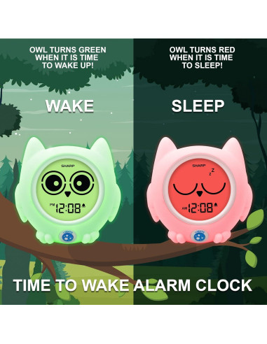 Reloj Despertador Infantil SHARP Búho Proyector Luz Nocturna
