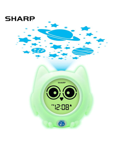 Reloj Despertador Infantil SHARP Búho Proyector Luz Nocturna