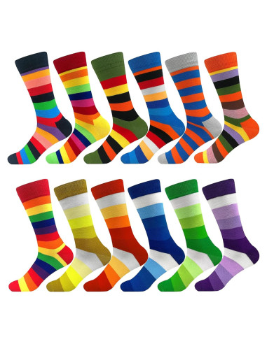 Calcetines de vestir para hombres Argyle negros 12 pares