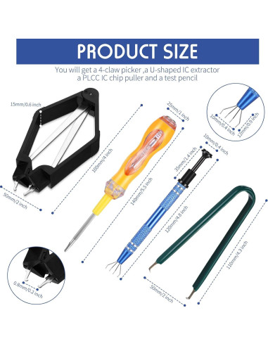 Extractor de Chip IC 4 Piezas Honoson - Herramienta Profesional