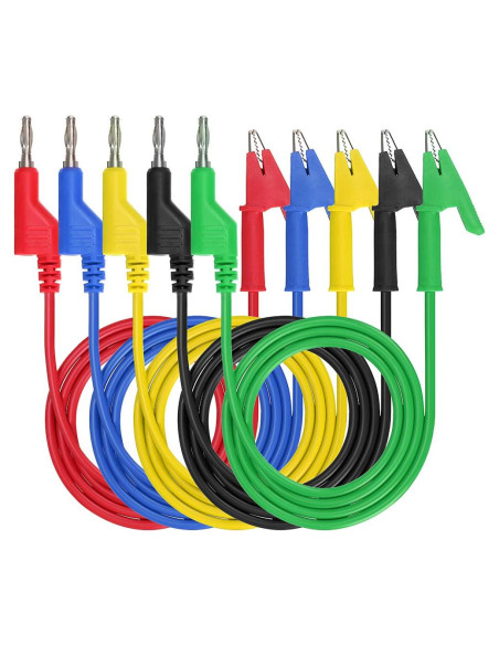 Cables de Prueba Sumnacon 1M Banana a Clip Cocodrilo 5PCS Cables de Prueba Sumnacon 1M Banana a Clip Cocodrilo 5PCS