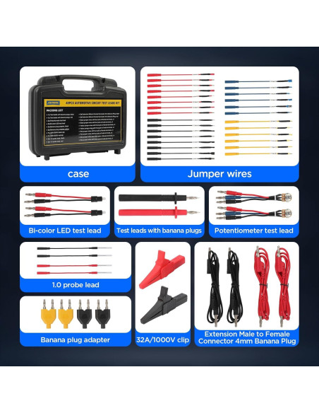 Kit de Cables de Prueba Multímetro 48PCS AUTOOL 32A 1000V Kit de Cables de Prueba Multímetro 48PCS AUTOOL 32A 1000V