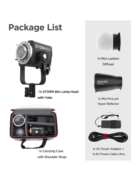 Aputure Storm 80c Luz LED RGB 80W IP65 1800K-20000K Aputure Storm 80c Luz LED RGB 80W IP65 1800K-20000K