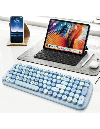 Teclado Inalámbrico MOFII Bluetooth 3 Canales Retro Azul