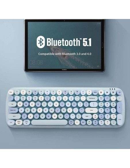 Teclado Inalámbrico MOFII Bluetooth 3 Canales Retro Azul Teclado Inalámbrico MOFII Bluetooth 3 Canales Retro Azul