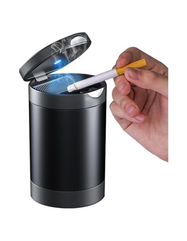 Cenicero de coche Tmengdao YHG01-H con luz LED y tapa