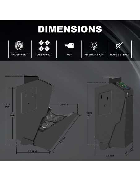 Caja Fuerte Biometrica VoleStay para Pistolas 19.3x7.6cm Caja Fuerte Biometrica VoleStay para Pistolas 19.3x7.6cm