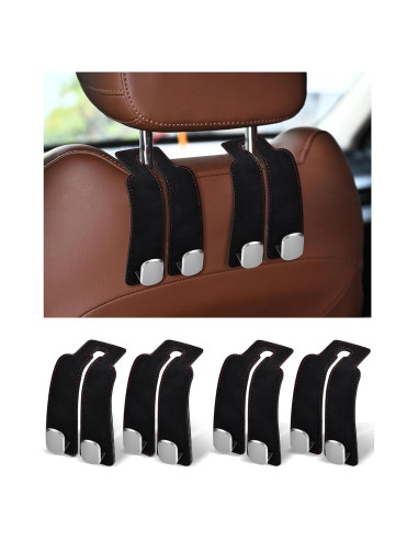 Ganchos para Reposacabezas LQLAN, 4 Organizador Coche Negro