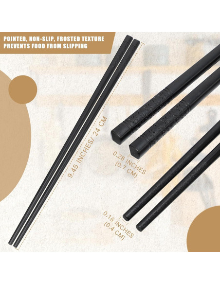 200 Pares Palillos Reutilizables Dandat 24,13 cm Negros 200 Pares Palillos Reutilizables Dandat 24,13 cm Negros